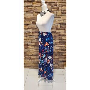 a.n.a A-LINE SKIRT MULTICOLOR BLUE ELASTIC WAIST RAYON-SPANDEX SIZE 2X